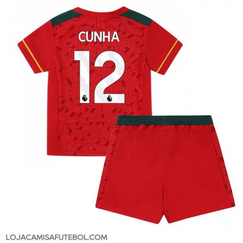 Camisa de Futebol Wolves Matheus Cunha #12 Equipamento Secundário Infantil 2023-24 Manga Curta (+ Calças curtas)